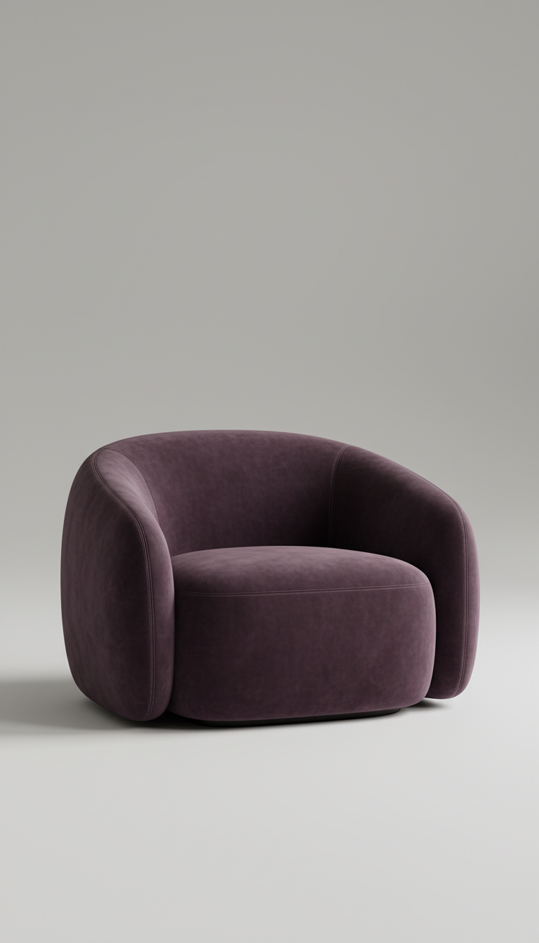 Velvet Aubergine Lounge Chair