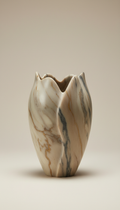 Sculptural Marble Vase with Veined Pattern