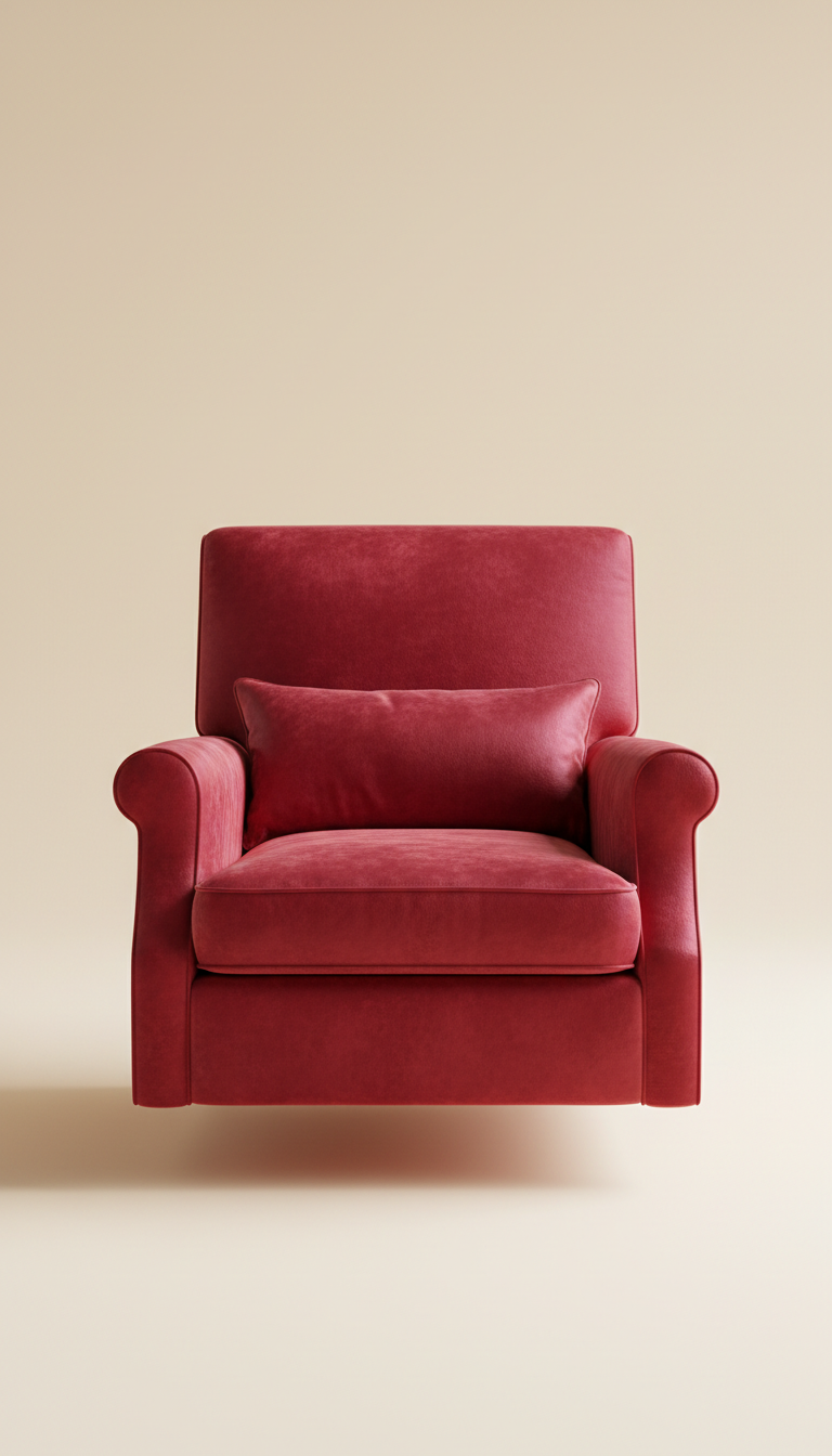 Crimson Silk Velvet Accent Chair