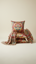 Saffron Glow Patterned Silk Throw Pillow Set
