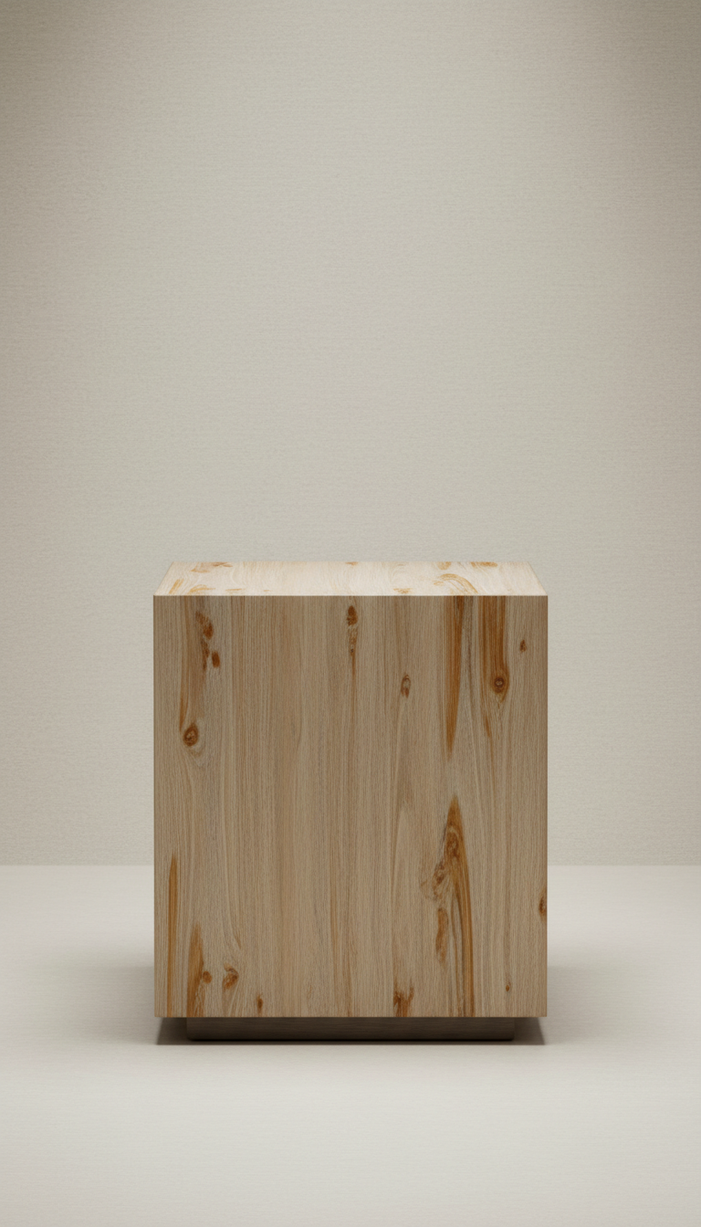 Brushed Wood Side Table with Tapered Legs